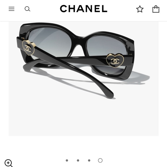 CHANEL Accessories - Chanel charming heart large square sunglasses black w/case